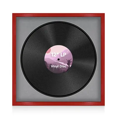 16X16"  Classic Vinyl Record Frame With Mid Grey Mount For 12 Inch LP Disc - Elegant Display For Music Lovers