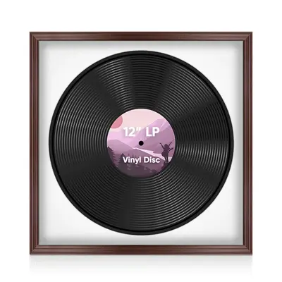 16X16" Rose Wood Classic Vinyl Record Frame With Ice White Mount For 12 Inch LP Disc - Premium Vinyl Display