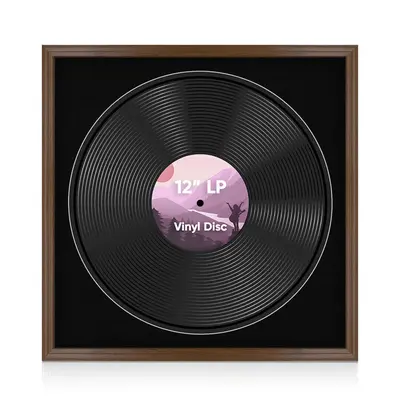 16X16" Walnut Classic Vinyl Record Frame With Black Mount For 12 Inch LP Disc - Premium Vinyl Display