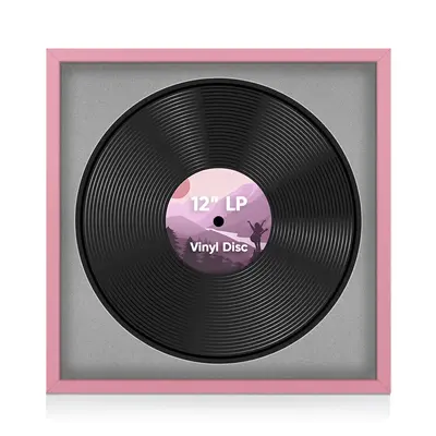 16X16" Pastel Pink Modern Sleek Vinyl Record Frame With Silver Mount For 12 Inch LP Disc - Premium Vinyl Display