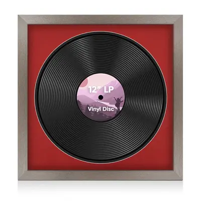 16X16" Aluminium Modern Vinyl Record Frame With Crimson Mount For 12 Inch LP Disc - Elegant Display For Music Lovers