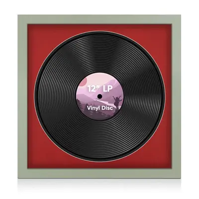 16X16" Green Modern Vinyl Record Frame With Crimson Mount 12 Inch LP Disc - Stylish Display Frame