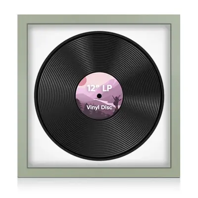 16X16" Green Modern Vinyl Record Frame With Ice White Mount 12 Inch LP Disc - Stylish Display Frame