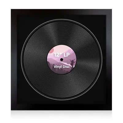 16X16" Mat Black Modern Vinyl Record Frame With Black Mount For 12 Inch LP Disc - Premium Vinyl Display