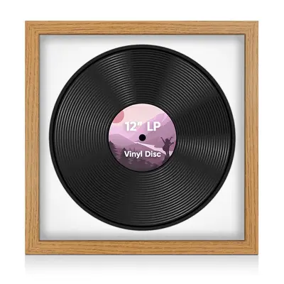 16X16" Oak Modern Vinyl Record Frame With Ice White Mount 12 Inch LP Disc - Stylish Display Frame