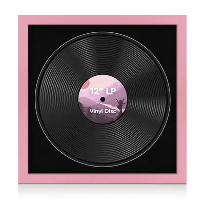 16X16" Pastel Pink Modern Vinyl Record Frame With Black Mount 12 Inch LP Disc - Stylish Display Frame