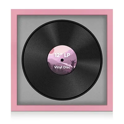 16X16" Pastel Pink Modern Vinyl Record Frame With Silver Mount For 12 Inch LP Disc - Premium Vinyl Display