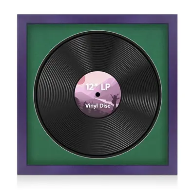 16X16" Purple Modern Vinyl Record Frame With Emerald (Green) Mount For 12 Inch LP Disc - Premium Vinyl Display