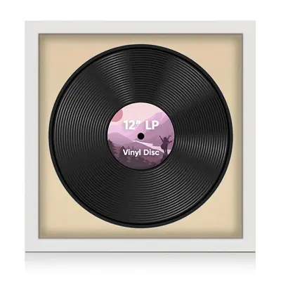 16X16" White Modern Vinyl Record Frame With Ivory Mount For 12 Inch LP Disc - Premium Vinyl Display