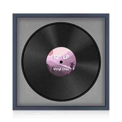 16X16" Dark Grey Step Vinyl Record Frame With Ice White Mount 12 Inch LP Disc - Stylish Display Frame