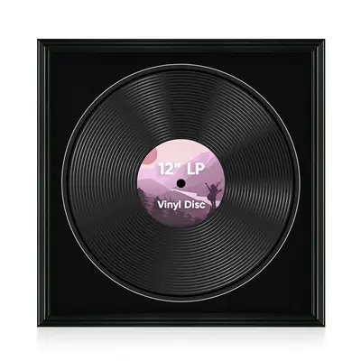 16X16" Black Swept Vinyl Record Frame With Black Mount For 12 Inch LP Disc - Elegant Display For Music Lovers
