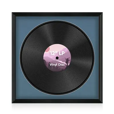 16X16" Black Swept Vinyl Record Frame With Pompador Mount For 12 Inch LP Disc - Premium Vinyl Display